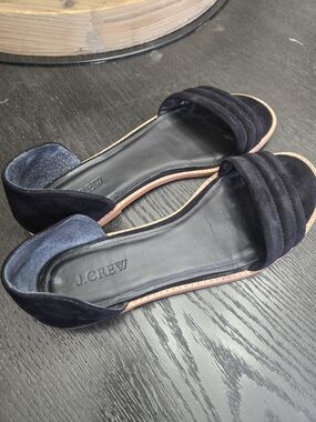 J. Crew Black Suede Open-Toe Slide Sandals
